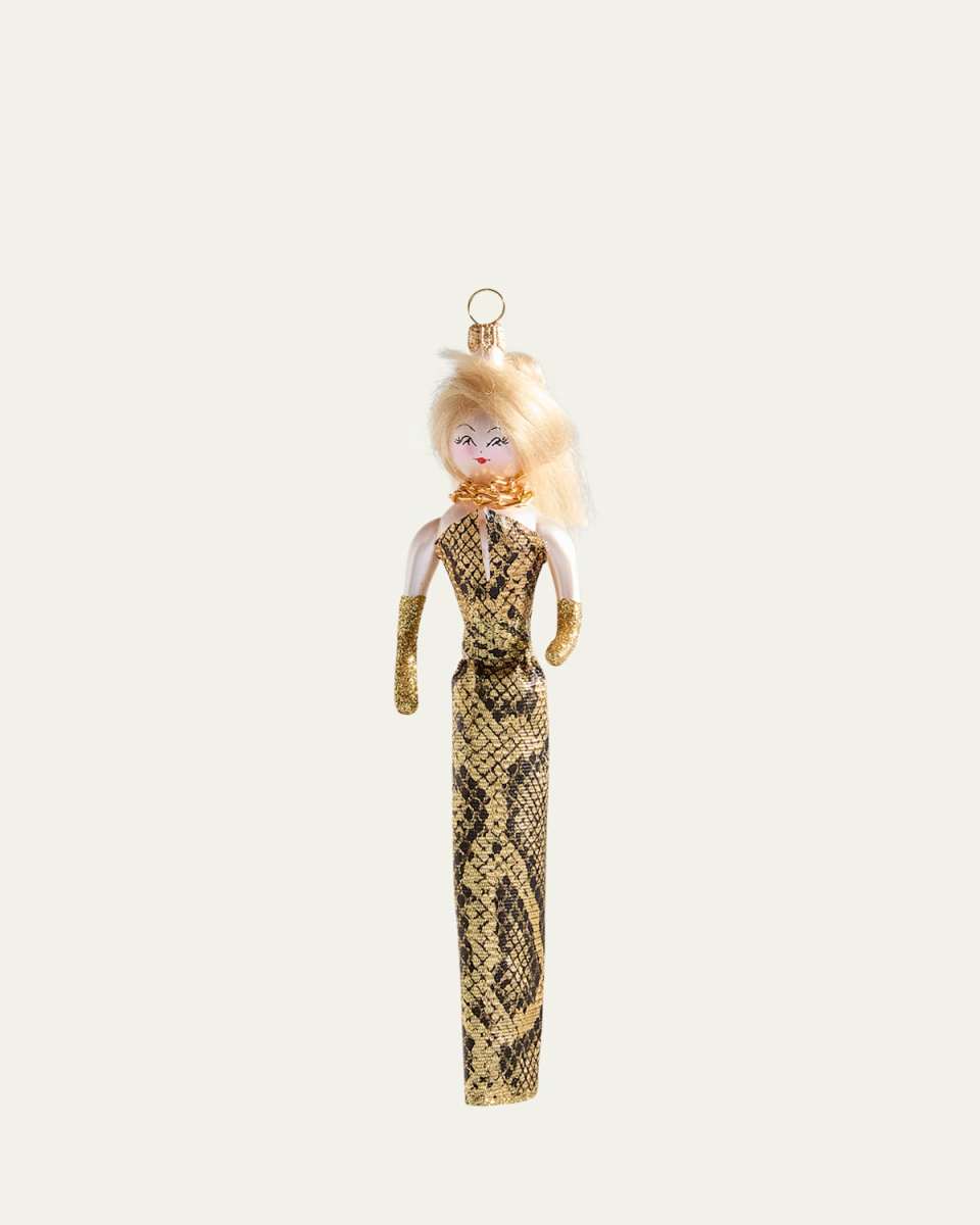Fashionista in Snake-Printed Gown Christmas Ornament
